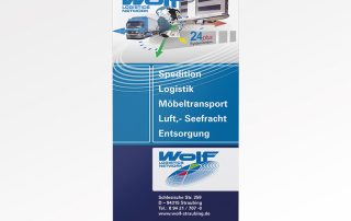 Guehs Werbemedien - Wolf Logistics, Werbung, Rollup, in, Ingolstadt, Regensburg, Straubing